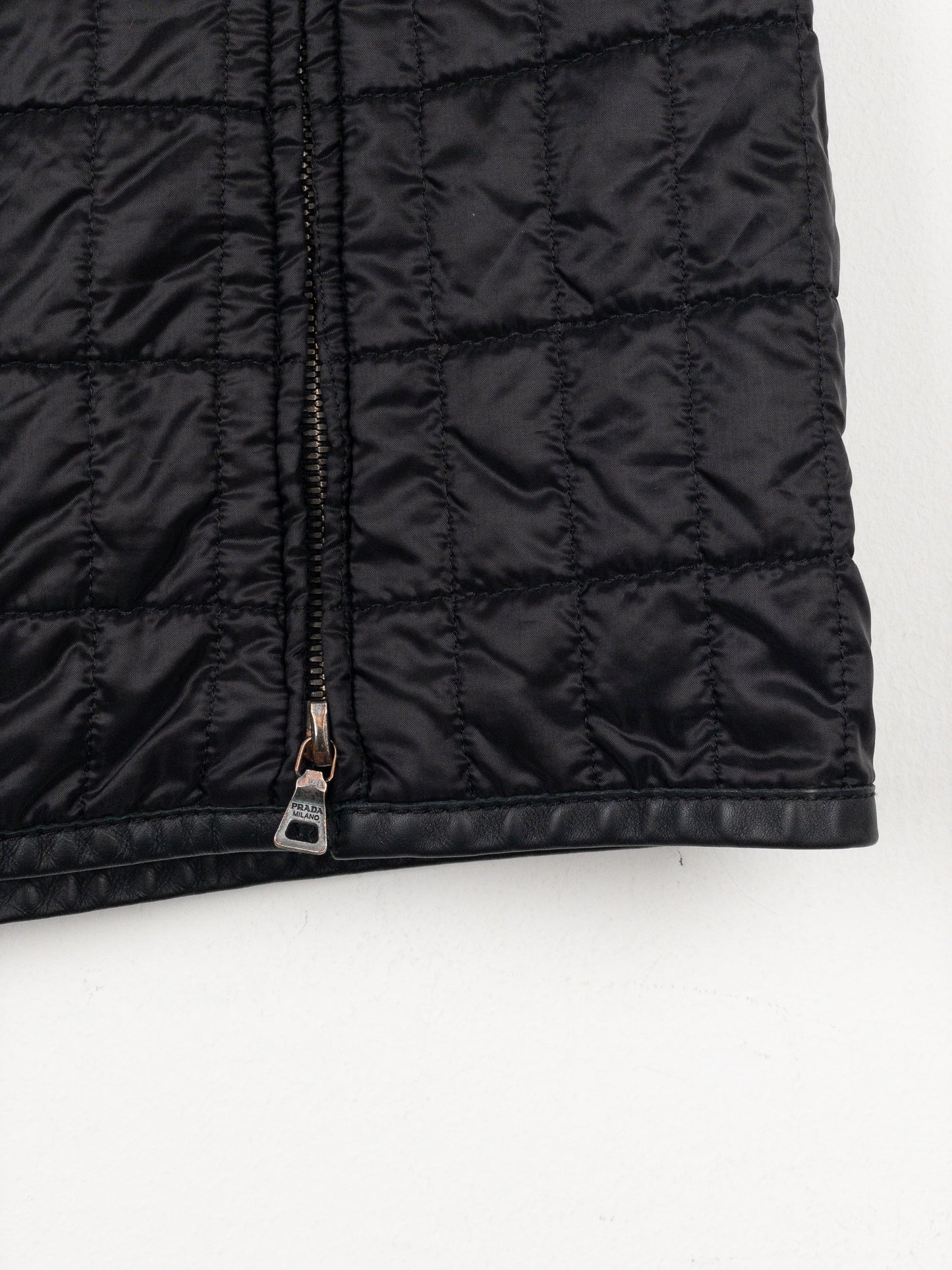 Prada AW99 Linea Rossa Red Tab Padded Quilted Zipper Midi Skirt