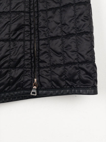 Prada AW99 Linea Rossa Red Tab Padded Quilted Zipper Midi Skirt