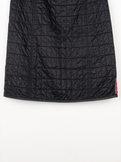 Prada AW99 Linea Rossa Red Tab Padded Quilted Zipper Midi Skirt