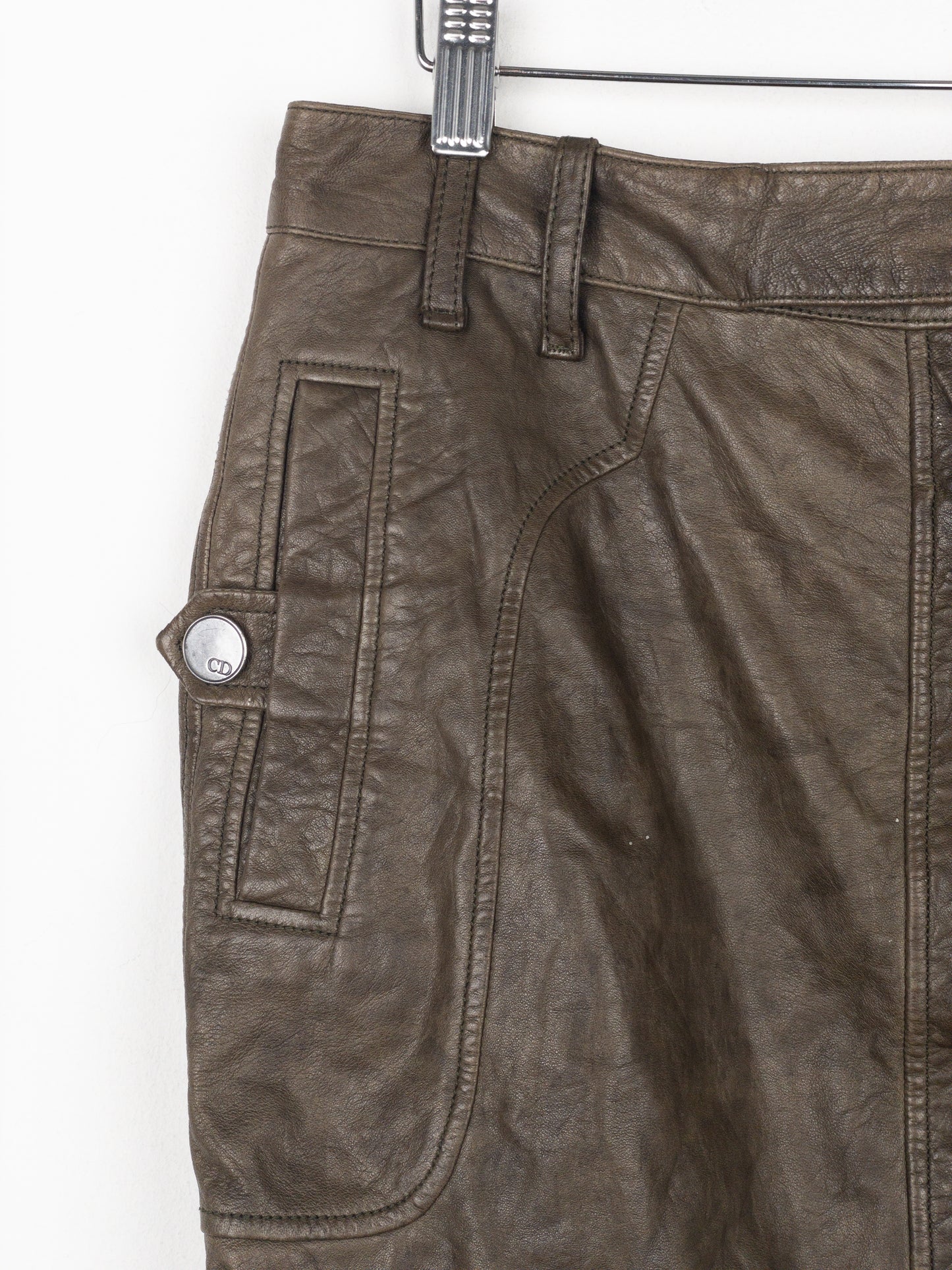 Dior by Galliano SS06 Leather Military Cargo Mini Skirt