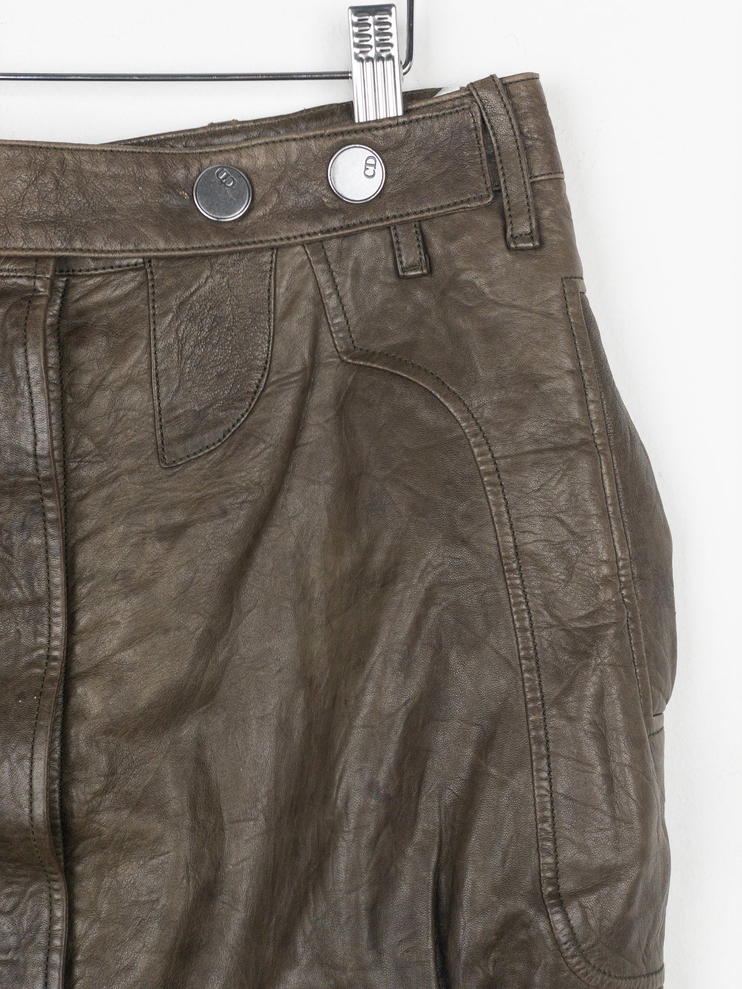 Dior by Galliano SS06 Leather Military Cargo Mini Skirt