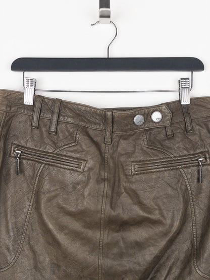 Dior by Galliano SS06 Leather Military Cargo Mini Skirt