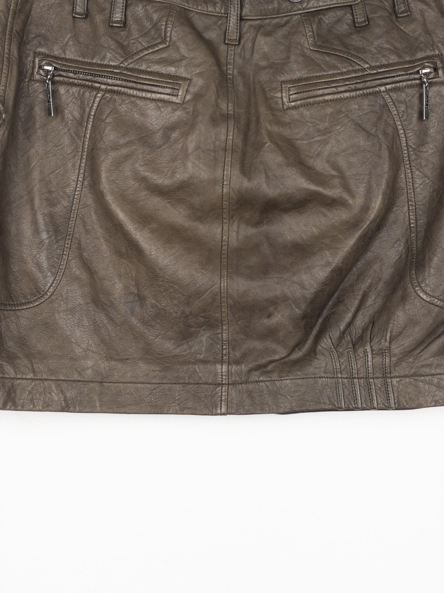 Dior by Galliano SS06 Leather Military Cargo Mini Skirt