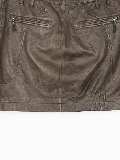 Dior by Galliano SS06 Leather Military Cargo Mini Skirt