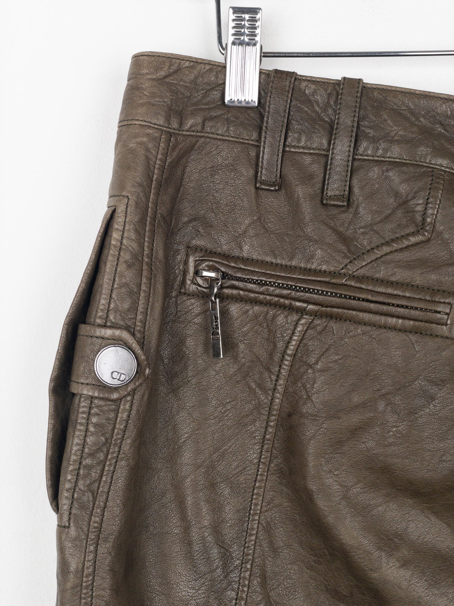 Dior by Galliano SS06 Leather Military Cargo Mini Skirt