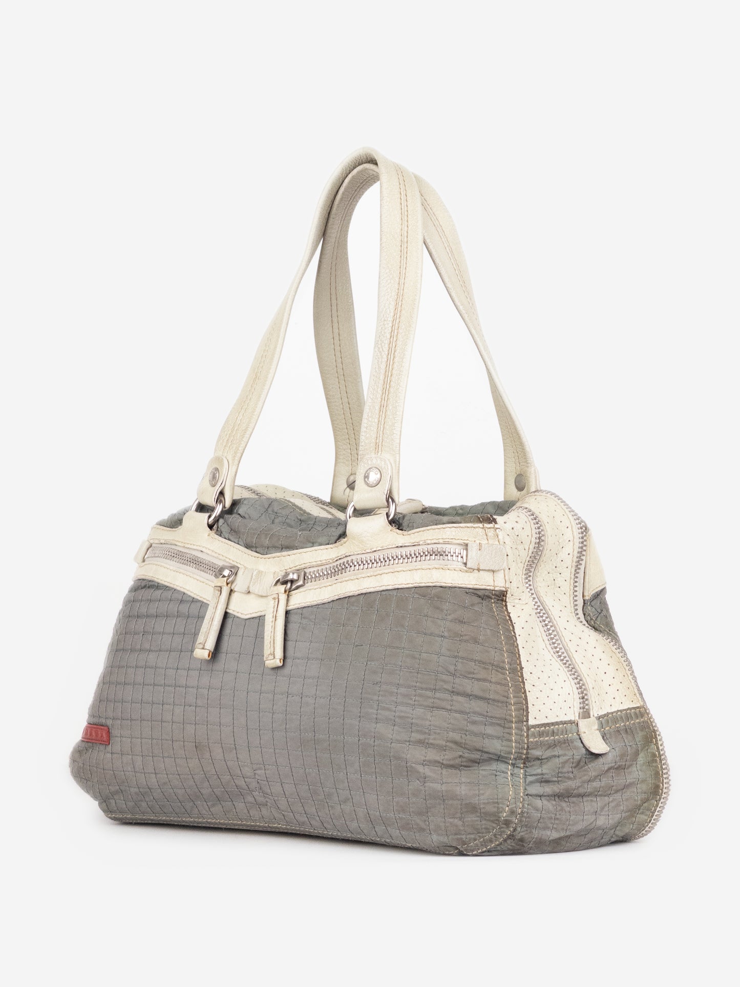 Prada 2000s Linea Rossa Quilted Sports Boston Shoulder Bag