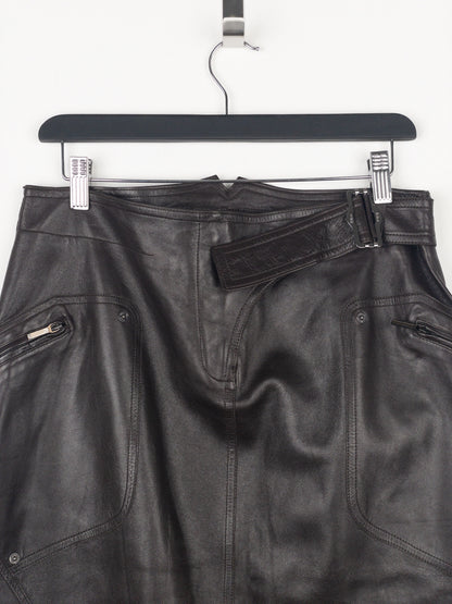 Dior by Galliano AW03 Bondage Biker Leather Midi Skirt