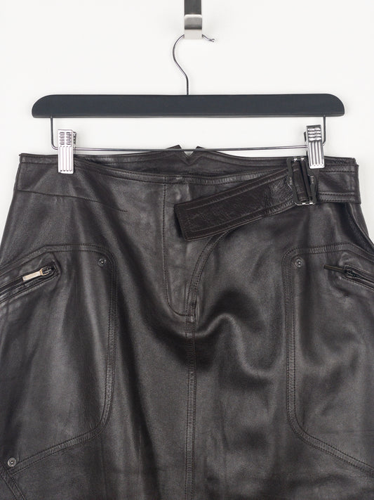 Dior by Galliano AW03 Bondage Biker Leather Midi Skirt – photo 3