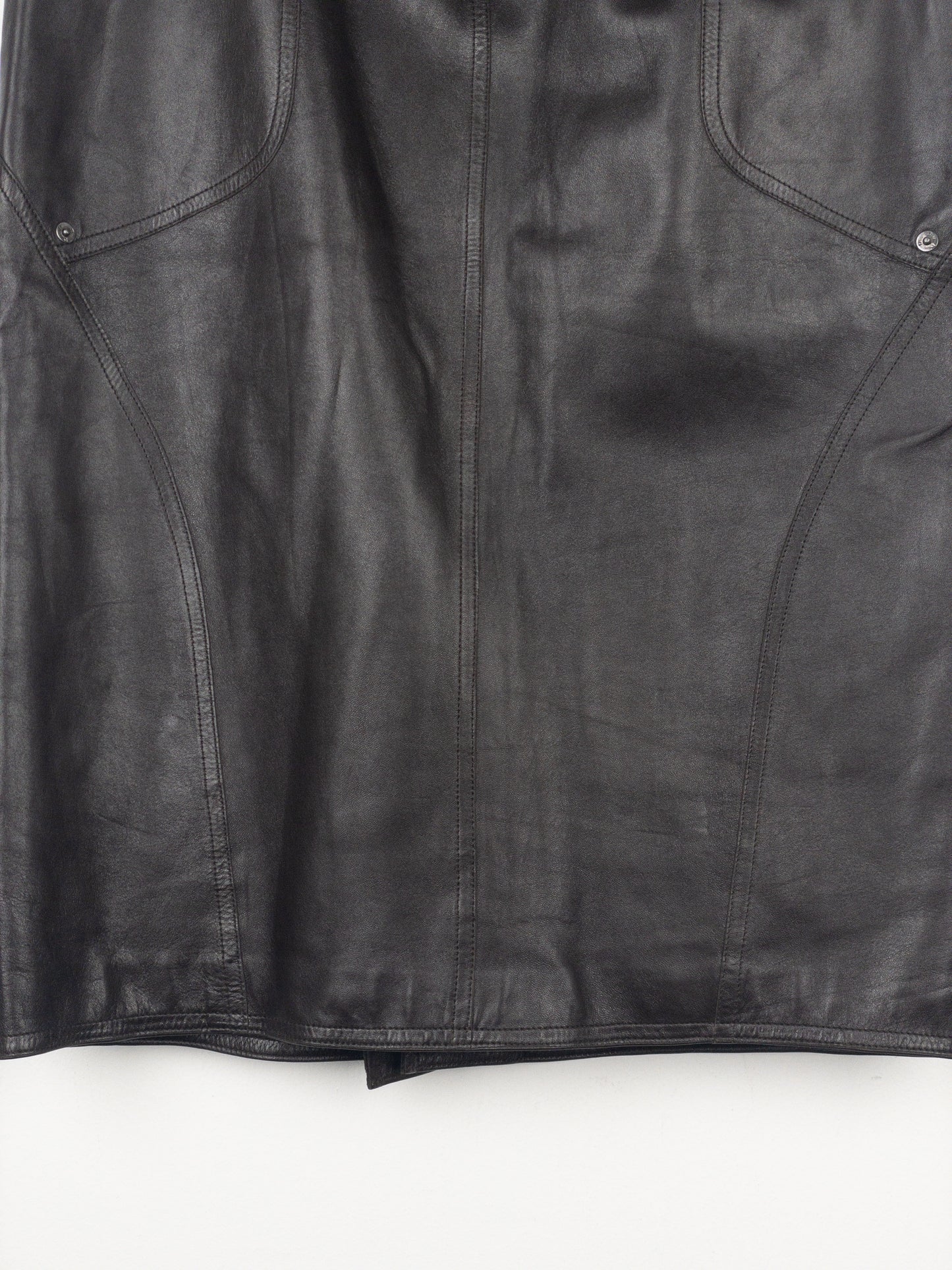 Dior by Galliano AW03 Bondage Biker Leather Midi Skirt