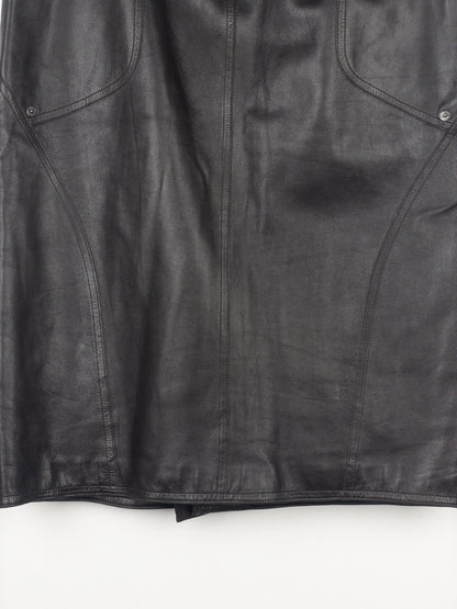 Dior by Galliano AW03 Bondage Biker Leather Midi Skirt