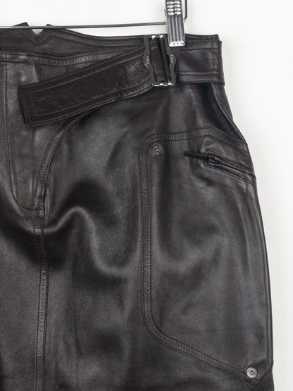 Dior by Galliano AW03 Bondage Biker Leather Midi Skirt