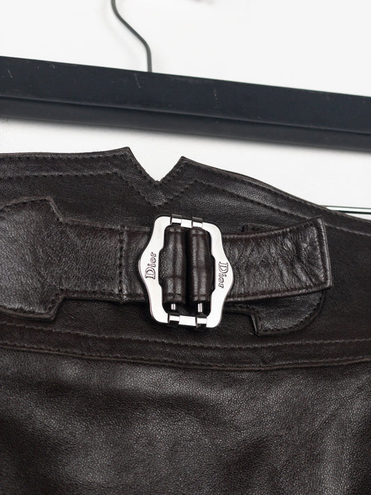 Dior by Galliano AW03 Bondage Biker Leather Midi Skirt – photo 9