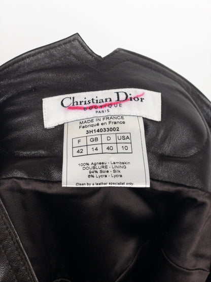 Dior by Galliano AW03 Bondage Biker Leather Midi Skirt