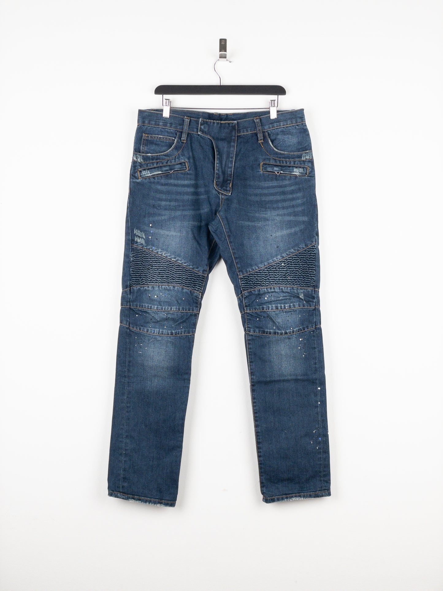 Balmain Dark Wash Biker Denim Jeans