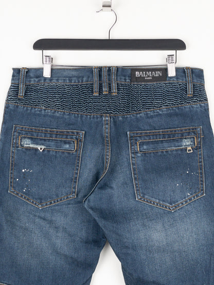 Balmain Dark Wash Biker Denim Jeans