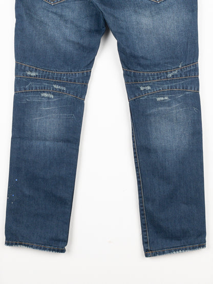 Balmain Dark Wash Biker Denim Jeans