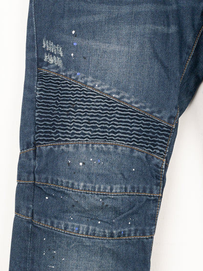 Balmain Dark Wash Biker Denim Jeans