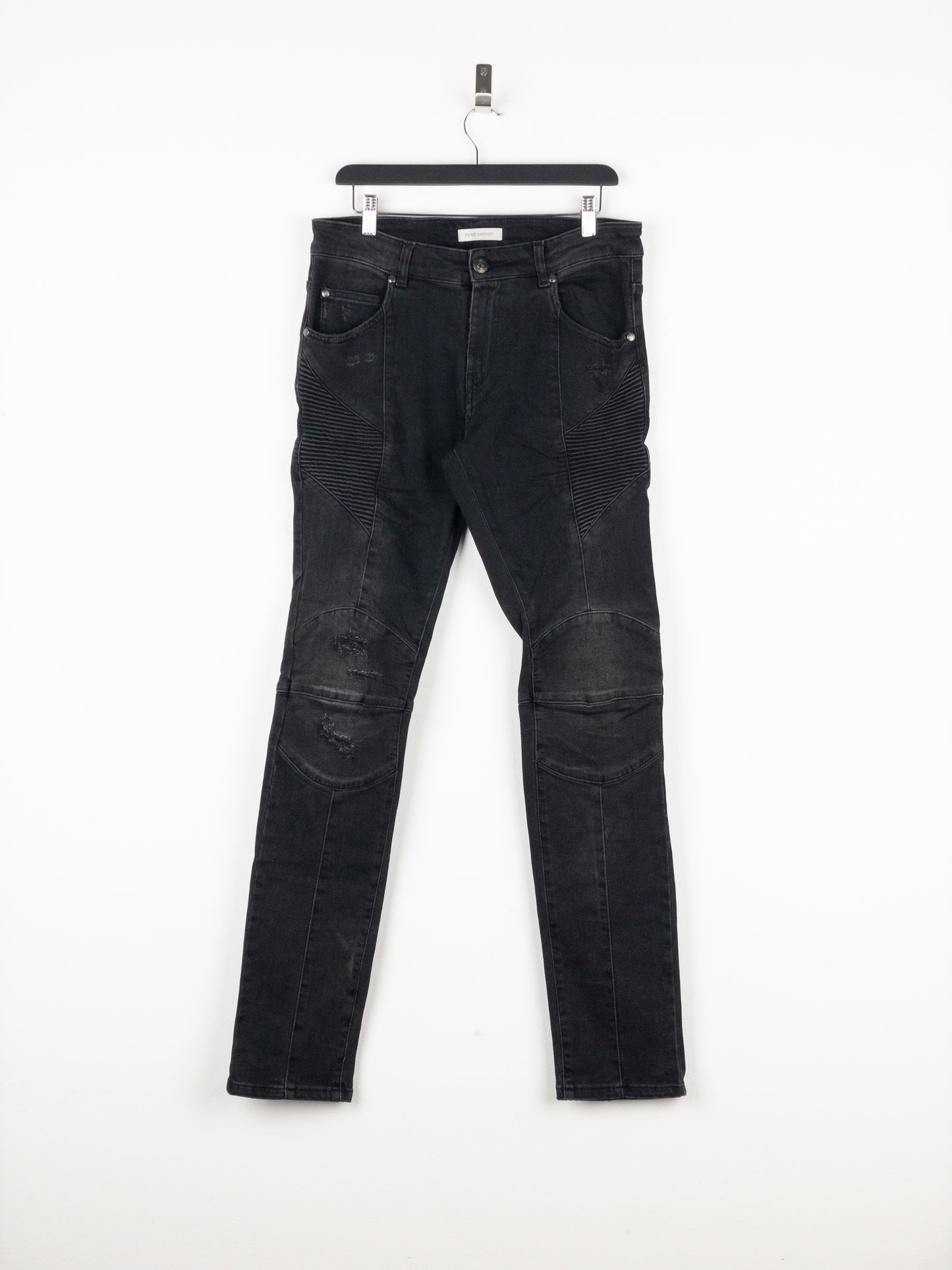 Balmain Dark Wash Biker Denim Jeans