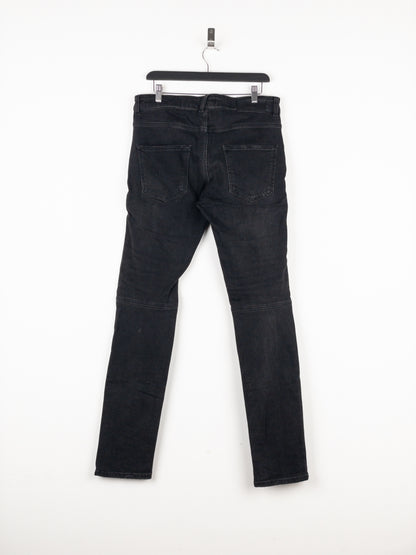 Balmain Dark Wash Biker Denim Jeans