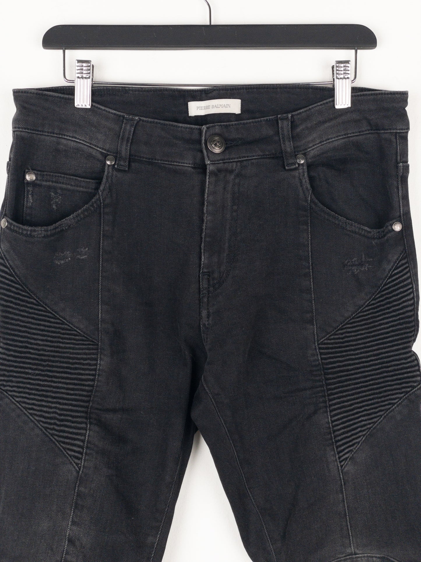 Balmain Dark Wash Biker Denim Jeans
