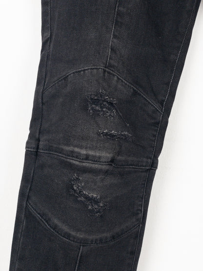 Balmain Dark Wash Biker Denim Jeans