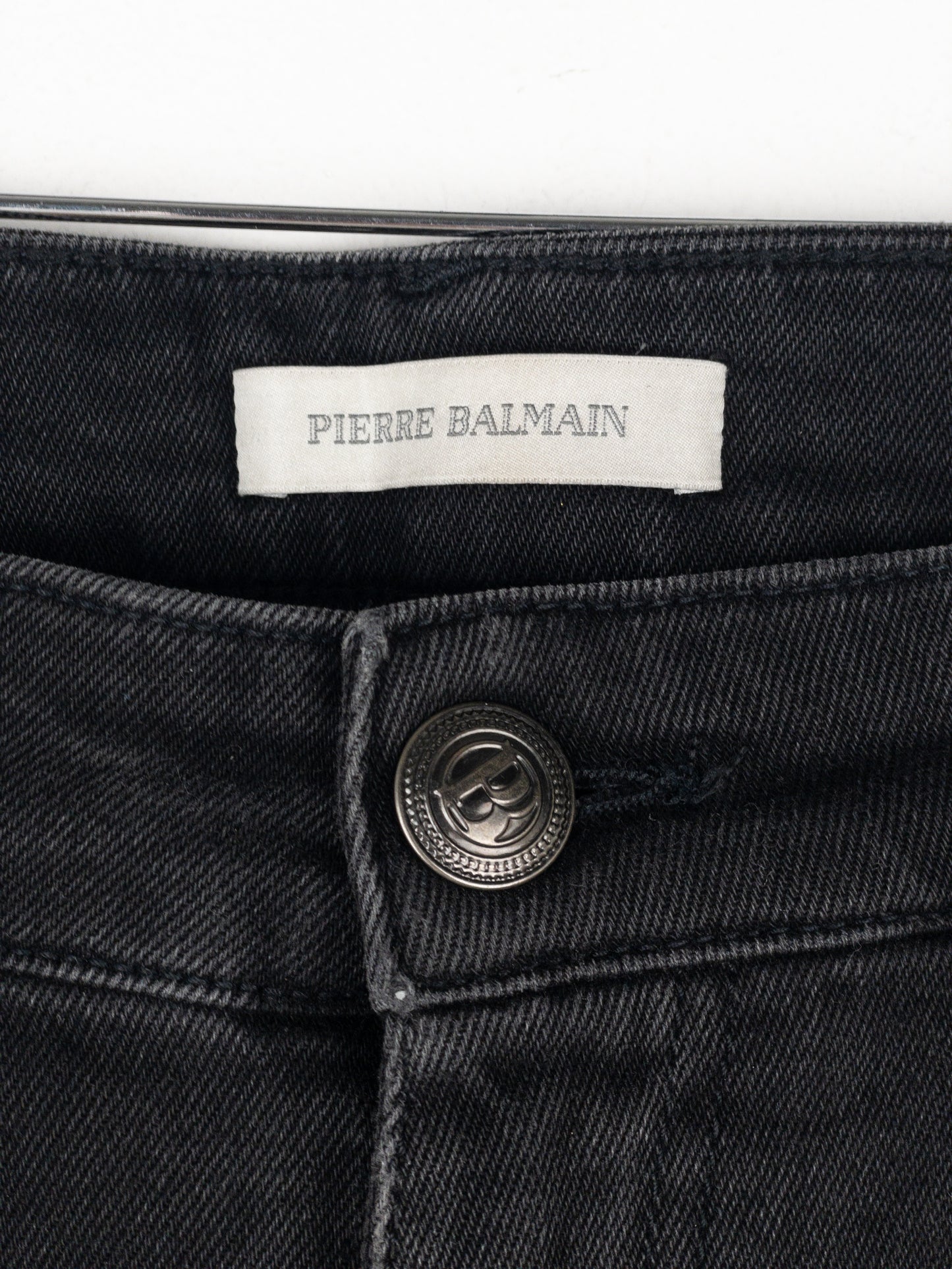 Balmain Dark Wash Biker Denim Jeans