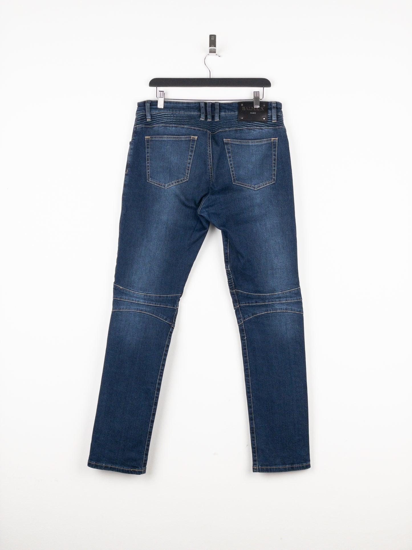 Balmain Dark Wash Biker Denim Jeans