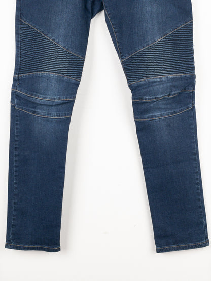 Balmain Dark Wash Biker Denim Jeans