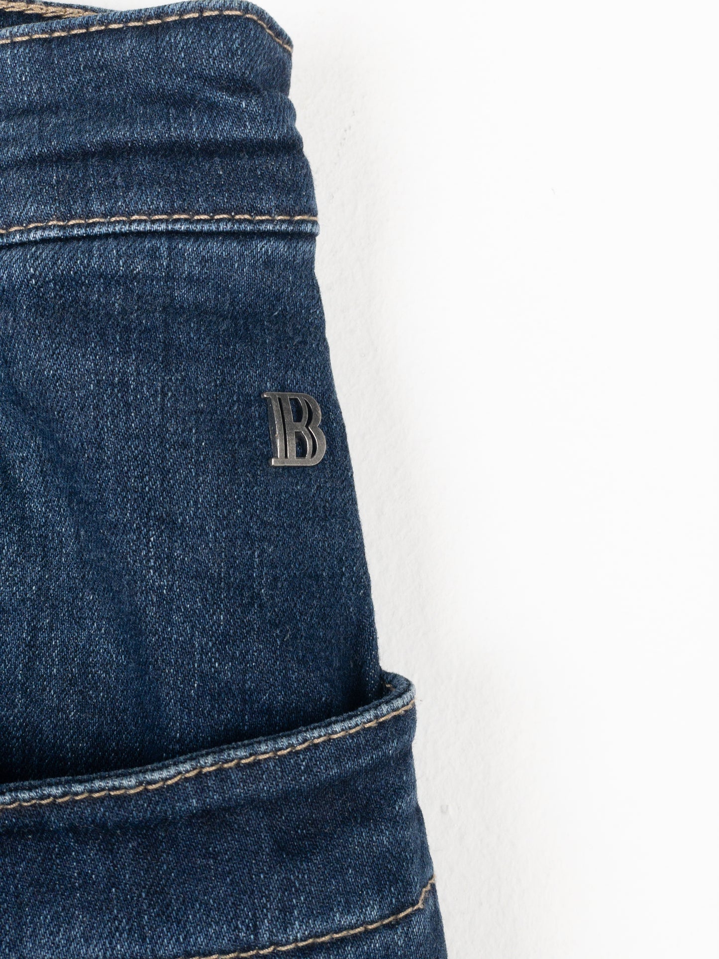 Balmain Dark Wash Biker Denim Jeans