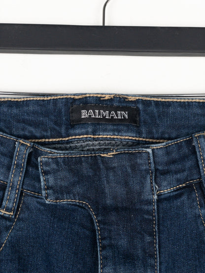 Balmain Dark Wash Biker Denim Jeans