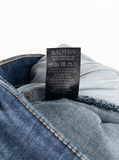 Balmain Dark Wash Biker Denim Jeans
