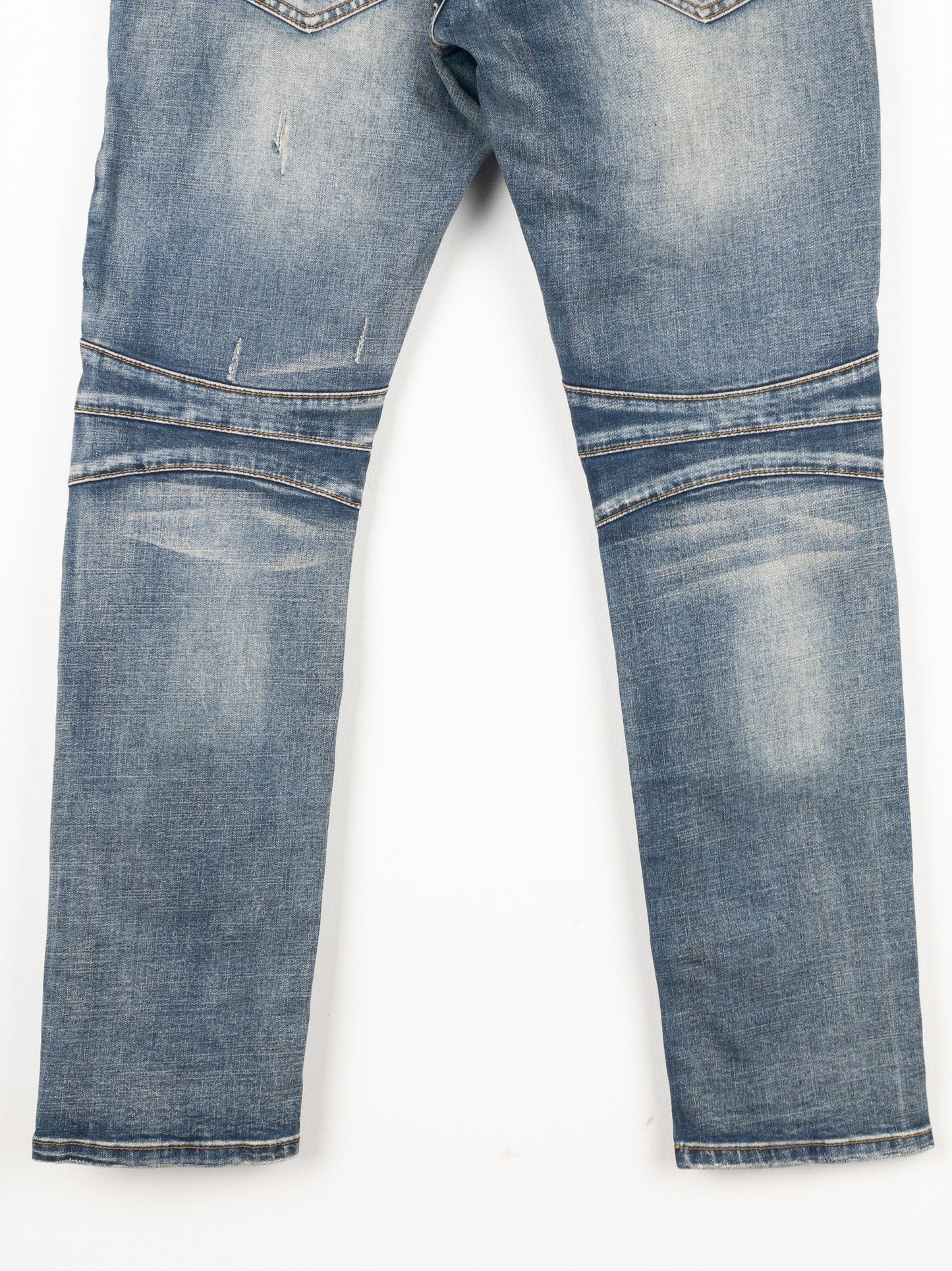 Balmain Repaired Biker Denim Jeans