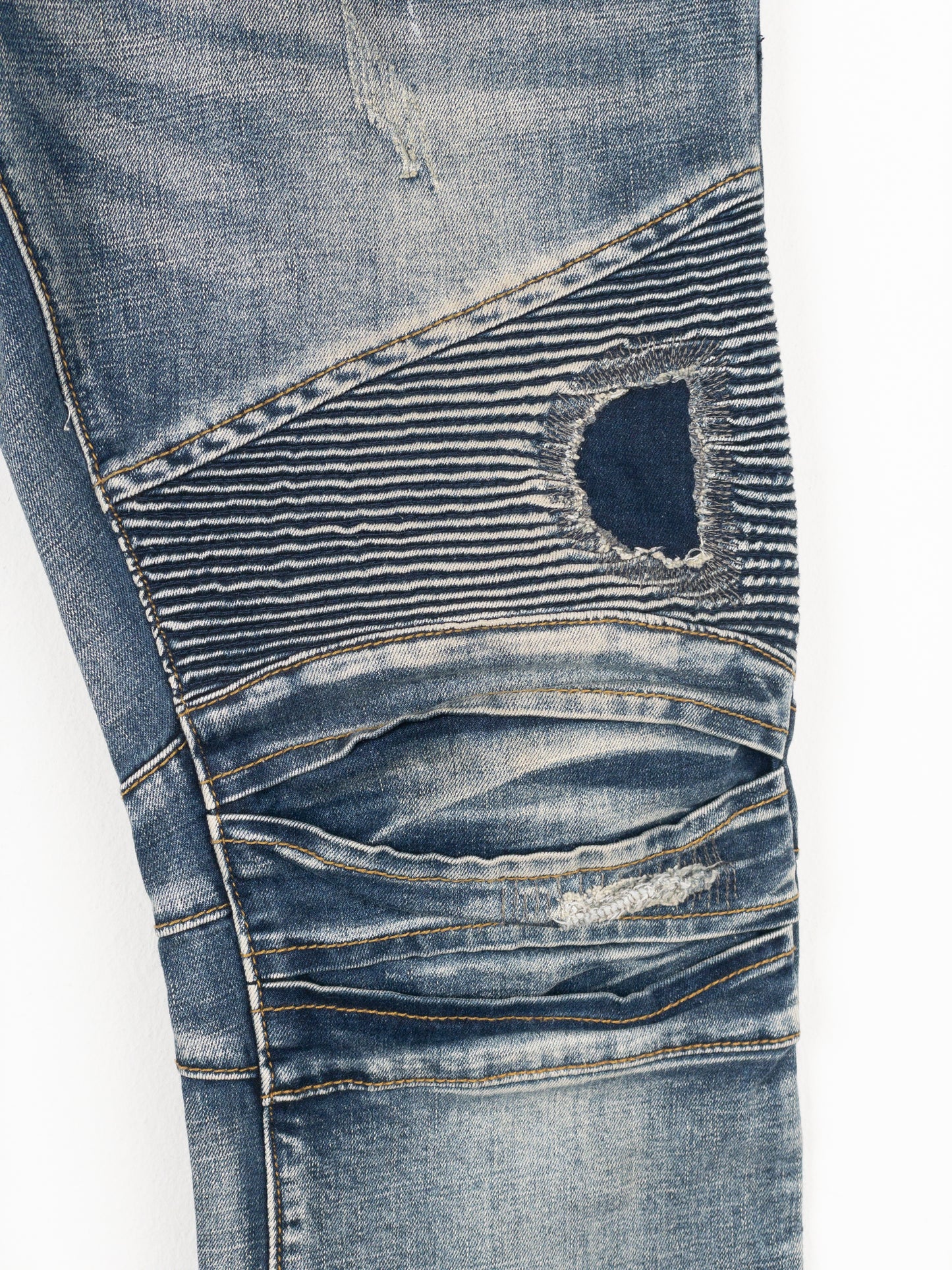 Balmain Repaired Biker Denim Jeans