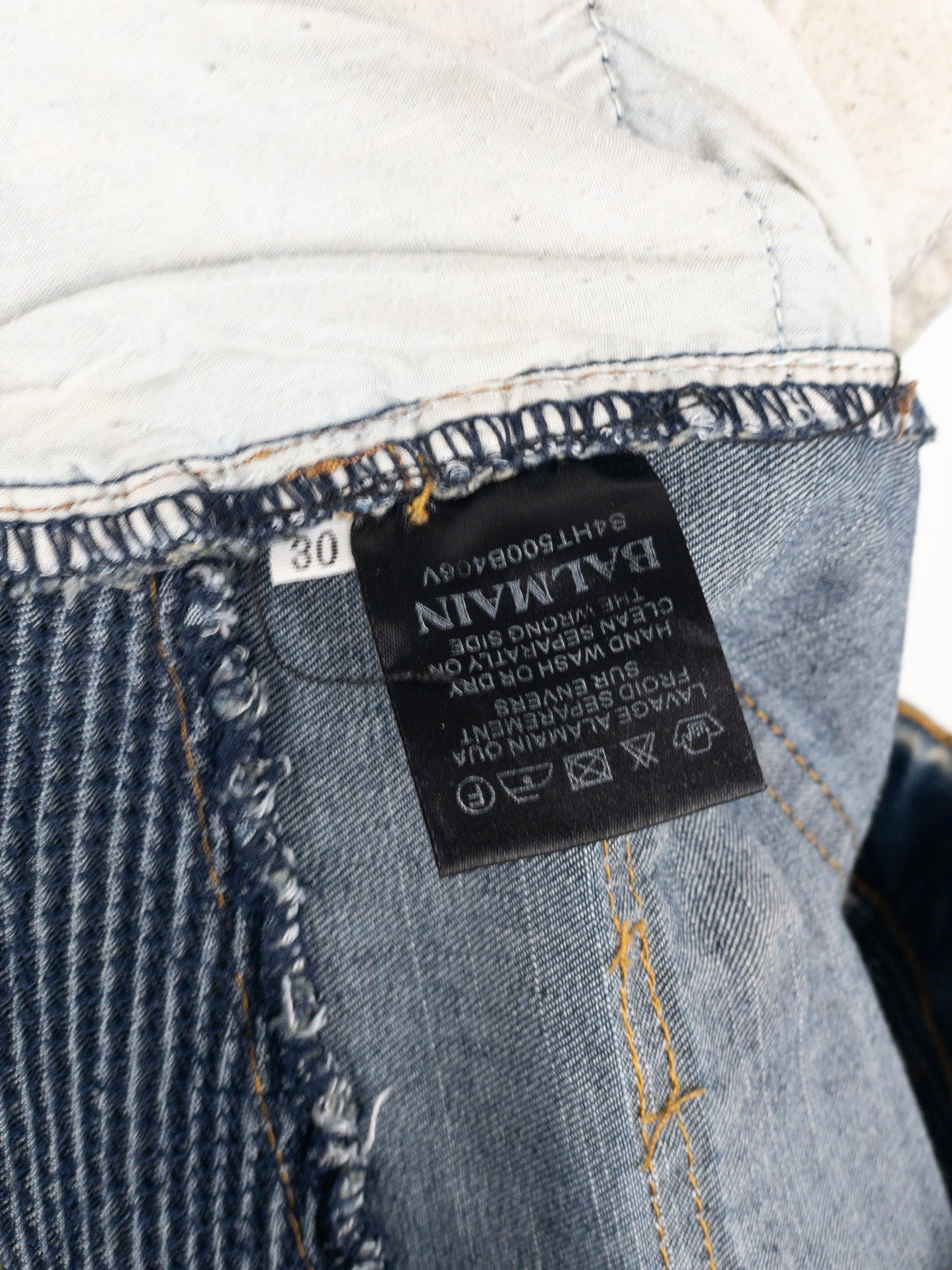 Balmain Repaired Biker Denim Jeans