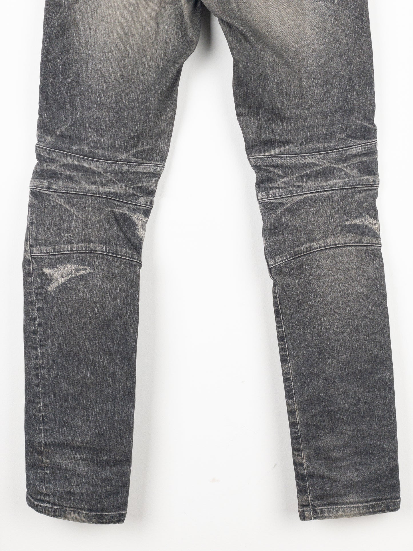 Balmain Dirt-Wash Distressed Biker Denim Jeans