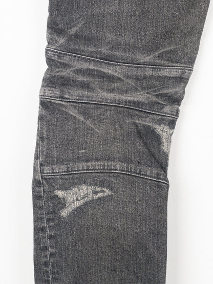 Balmain Dirt-Wash Distressed Biker Denim Jeans