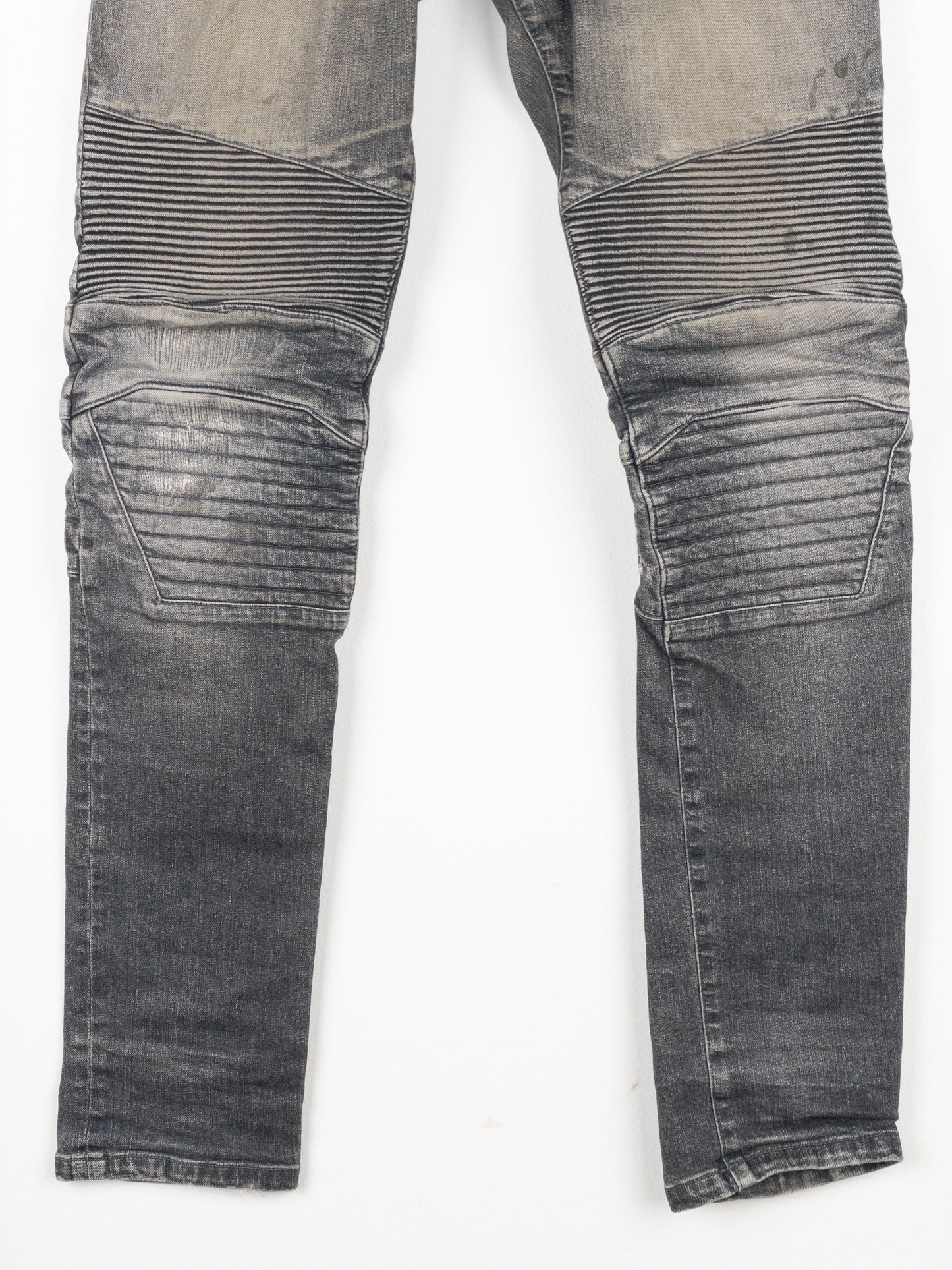 Balmain Dirt-Wash Distressed Biker Denim Jeans