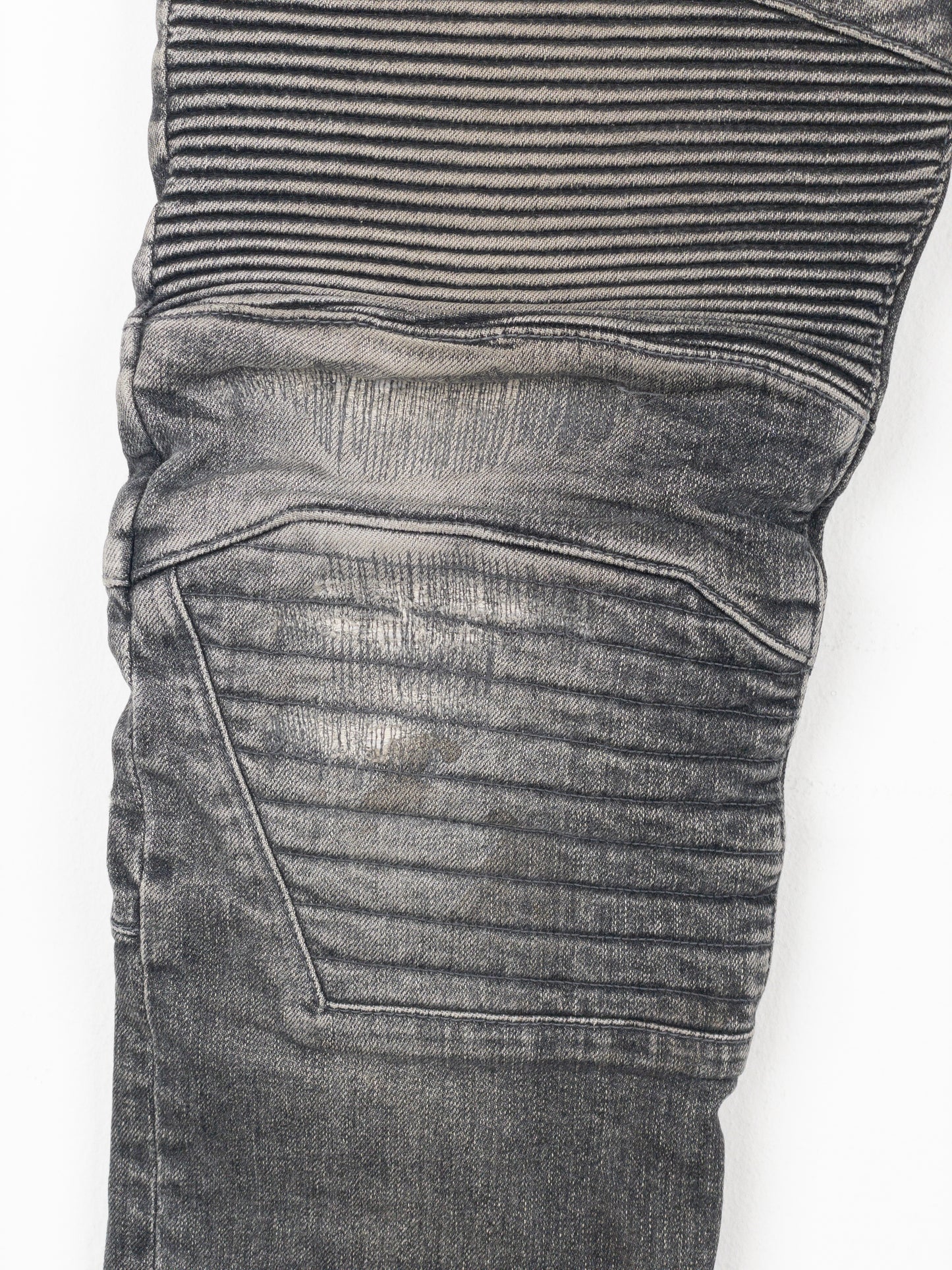 Balmain Dirt-Wash Distressed Biker Denim Jeans