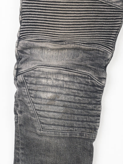 Balmain Dirt-Wash Distressed Biker Denim Jeans