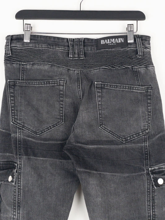 Balmain Bondage-Strap Biker Cargo Denim Jeans – photo 6