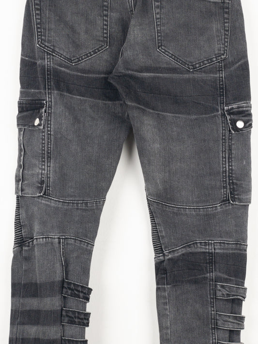Balmain Bondage-Strap Biker Cargo Denim Jeans – photo 8