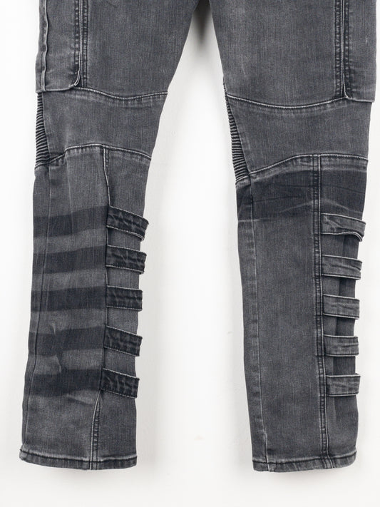 Balmain Bondage-Strap Biker Cargo Denim Jeans – photo 7