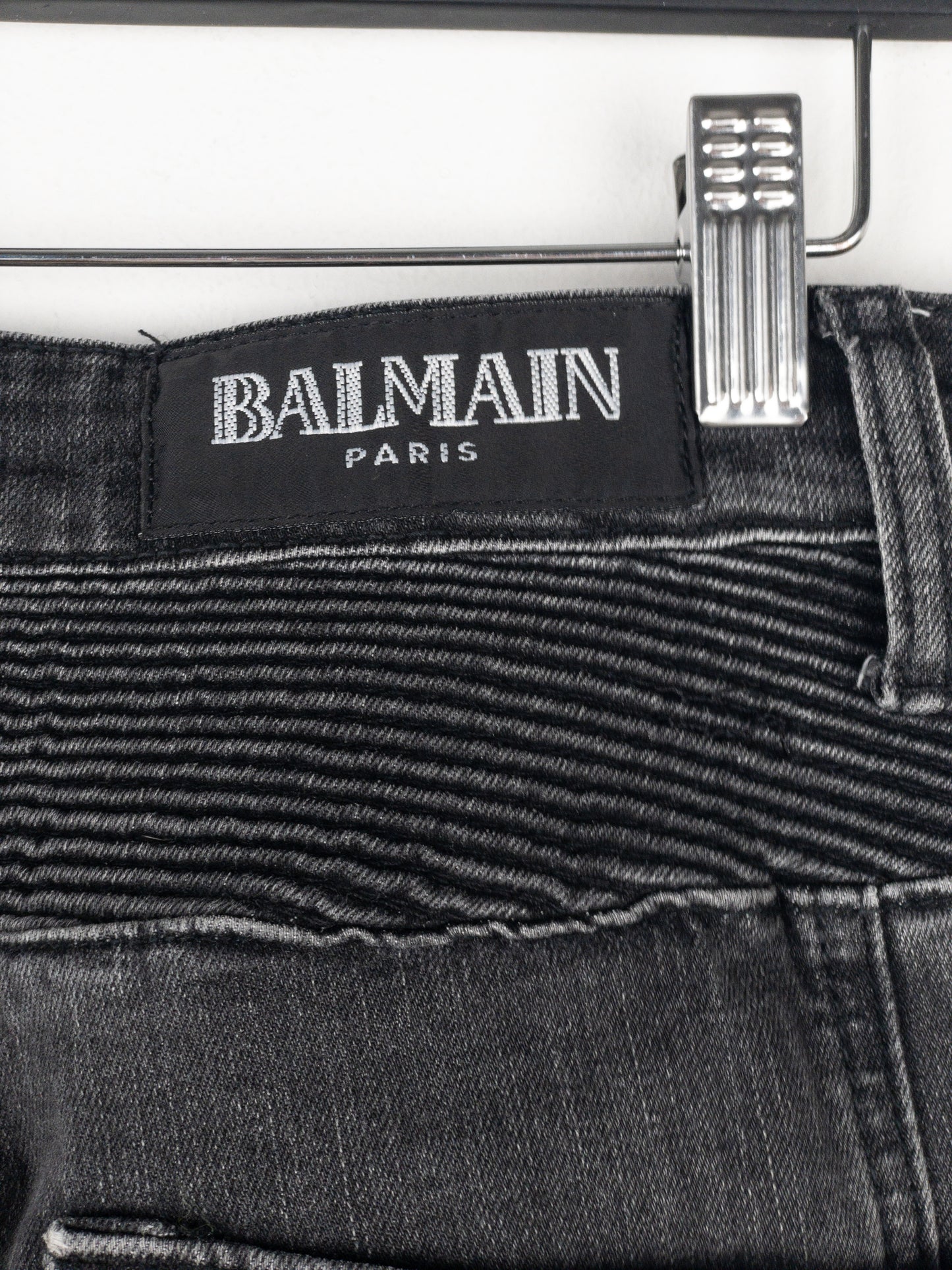 Balmain Bondage-Strap Biker Cargo Denim Jeans