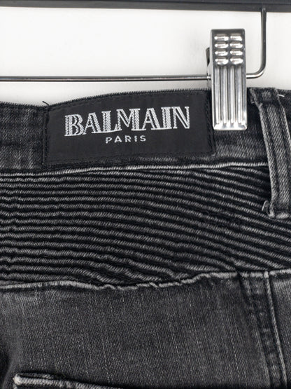 Balmain Bondage-Strap Biker Cargo Denim Jeans