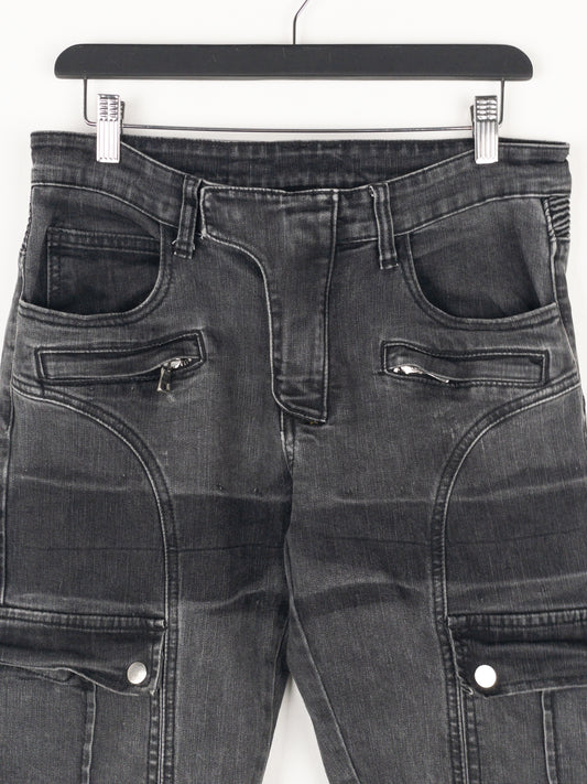 Balmain Bondage-Strap Biker Cargo Denim Jeans – photo 3