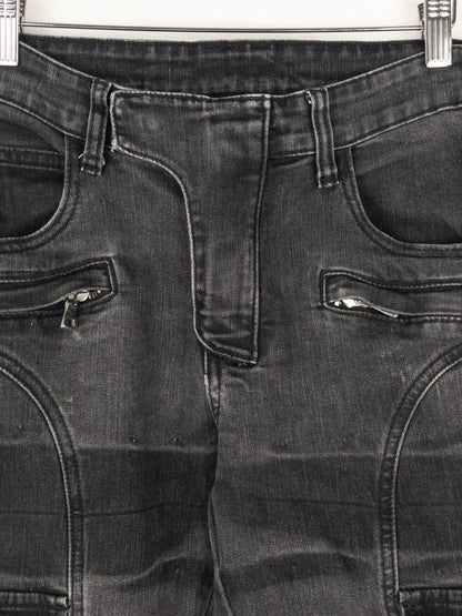 Balmain Bondage-Strap Biker Cargo Denim Jeans