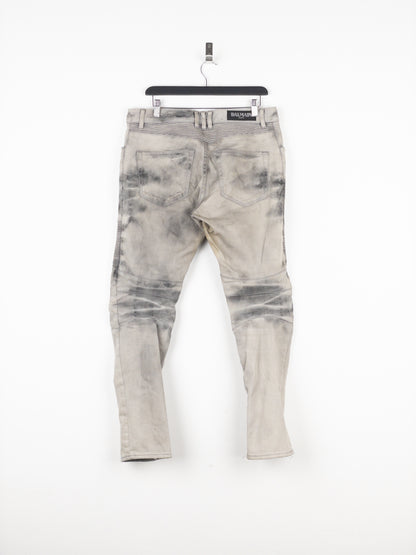 Balmain Dirtwash Padded Biker Denim Jeans