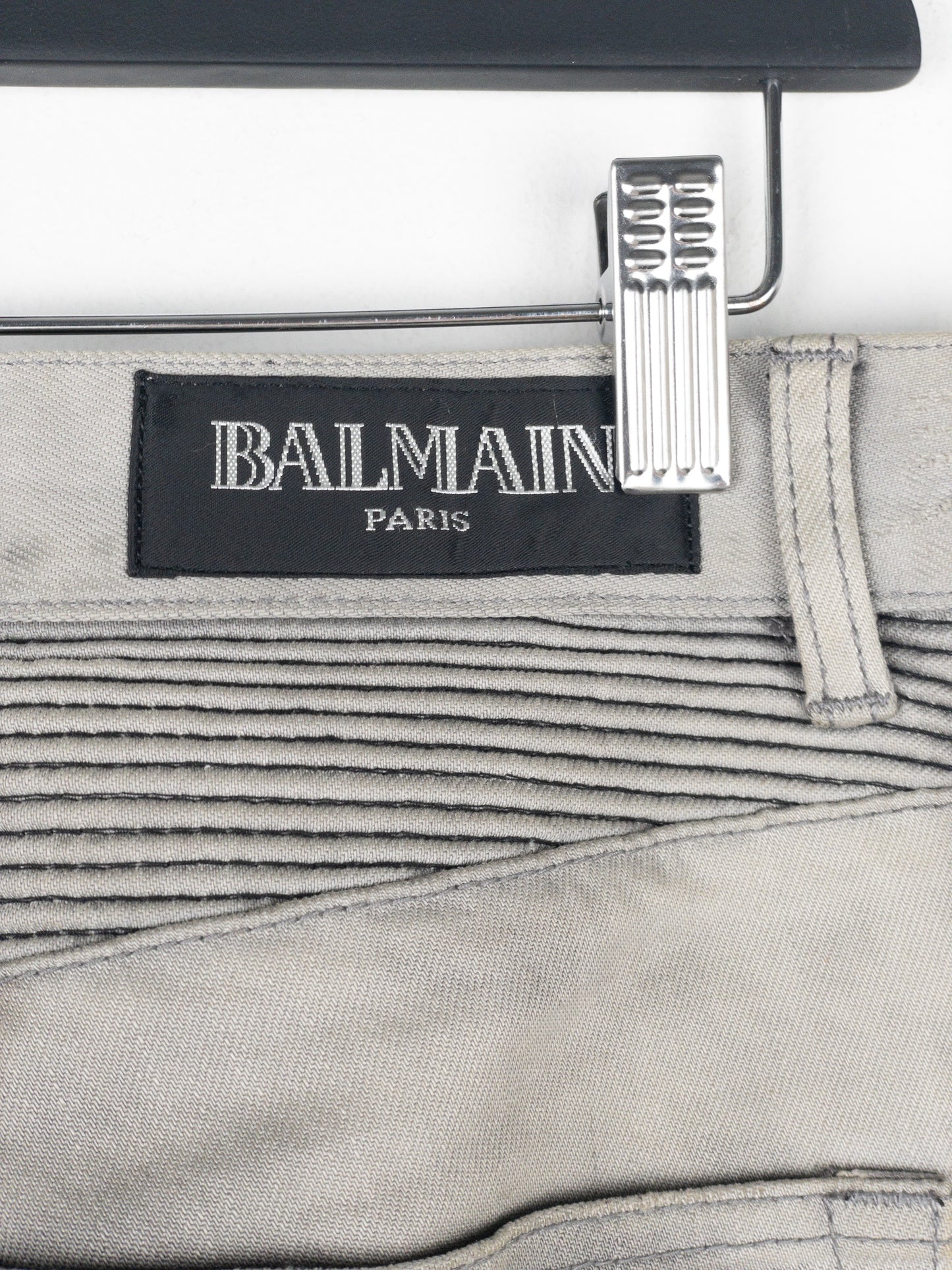Balmain Dirtwash Padded Biker Denim Jeans