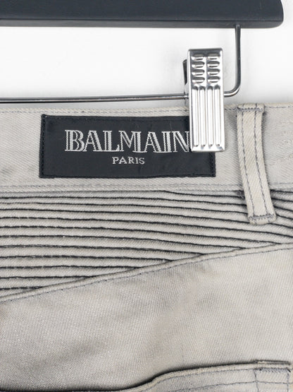 Balmain Dirtwash Padded Biker Denim Jeans