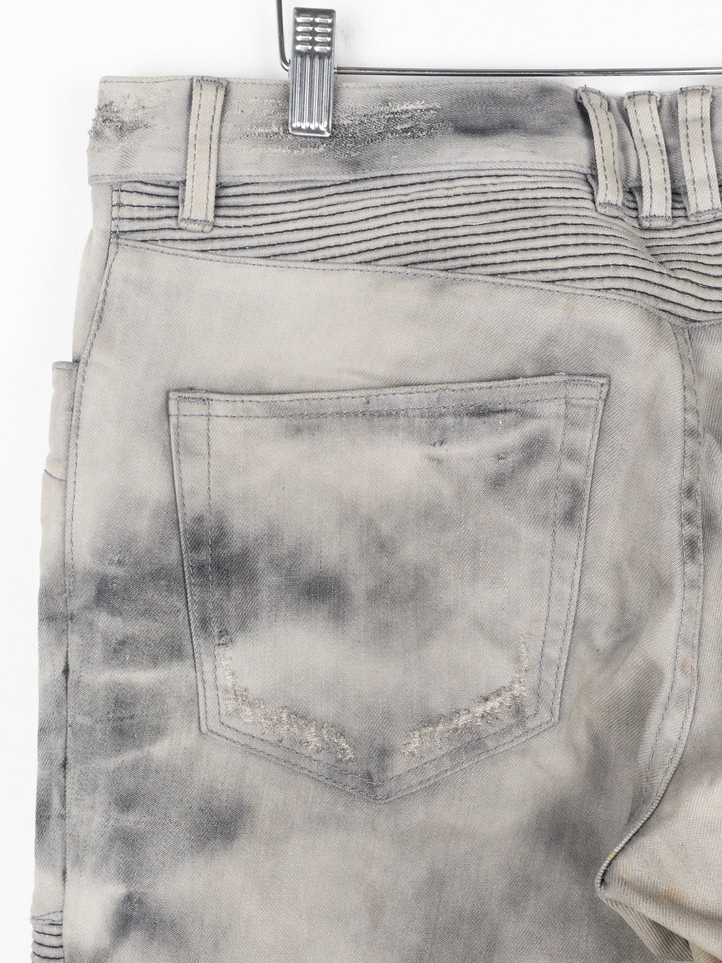 Balmain Dirtwash Padded Biker Denim Jeans